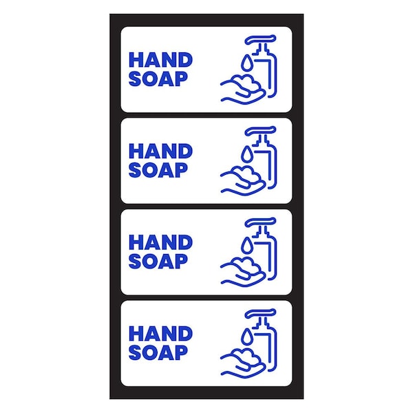 Hand Soap Label, Commercial Hand Soap Dispenser Sticker Label, Hvy-Dty, 2''x1'', 4PK